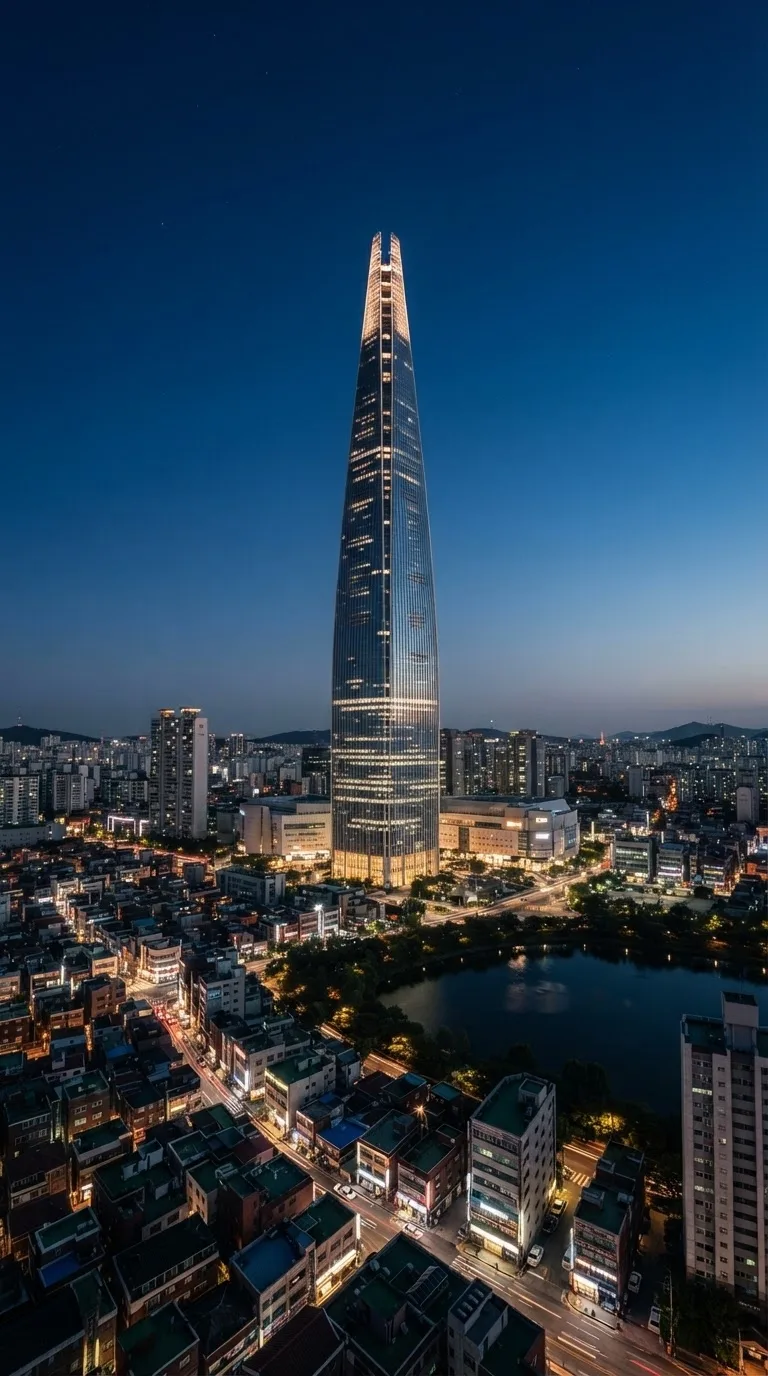 롯데월드타워 — 헌트릭스 숙소의 시각적 모티프
